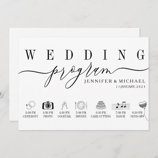 Het de ceremonieschema van de Chronologie van het Programmakaart (Voorkant / Achterkant)