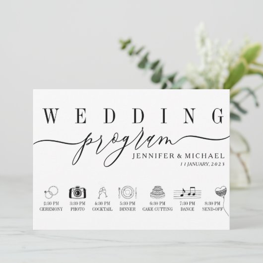 Het de ceremonieschema van de Chronologie van het  Programmakaart (Staand voorkant)