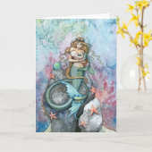 Het de Eeuwige Meermin van de liefde en Wenskaart Kaart (Gele Bloem)