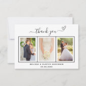 Het de fotohart van het huwelijk eenvoudige manusc bedankkaart (Voorkant)
