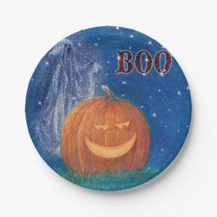 Het de Grote Pompoen & Spook van Halloween van Papieren Bordje