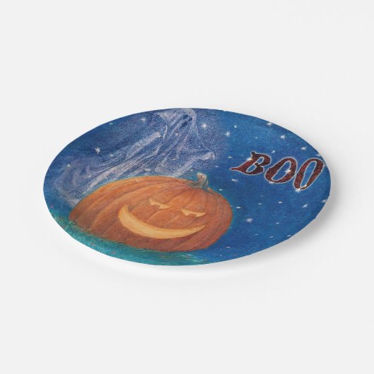 Het de Grote Pompoen & Spook van Halloween van Papieren Bordje (Gekanteld)
