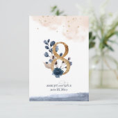 Het de lijstaantal van de bruiloft in marine, brij kaart (Staand voorkant)