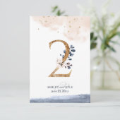 Het de lijstaantal van de bruiloft in marine, brij kaart (Staand voorkant)