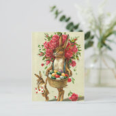 Het de schitterende Rozen van de Paashaas & Feestdagenkaart (Staand voorkant)