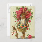 Het de schitterende Rozen van de Paashaas & Feestdagenkaart (Voorkant / Achterkant)