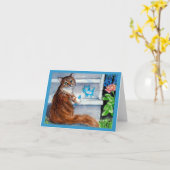 Het de zwerverteken van de kat, vriendelijke dame kaart (Gele Bloem)