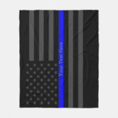 Het decor Dun Blue Line personaliseerde de Zwarte Fleece Deken (Voorkant)