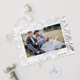 Het Decoratieve Floral van het Manuscript van Joy  Folie Feestdagenkaart