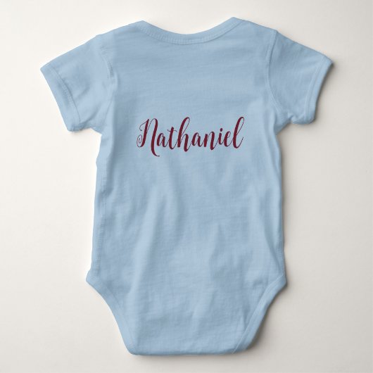 Het decoratieve script van Baby Boy personaliseren Romper (Achterkant)