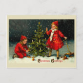 Het decorteren van de kinder kerstboom feestdagenkaart (Voorkant)