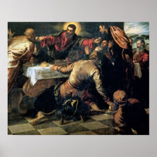 Het deeg bij Emmaus (olie op doek) Poster