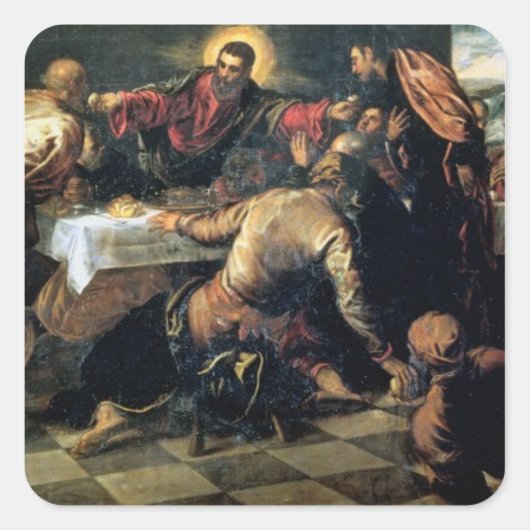 Het deeg bij Emmaus (olie op doek) Vierkante Sticker (Voorkant)