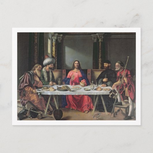 Het deeg in Emmaus (olie op het paneel) Briefkaart (Voorkant)