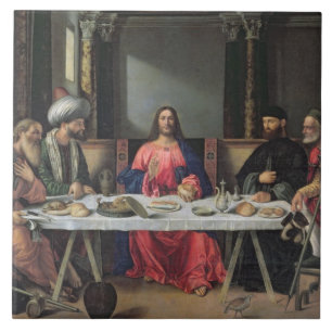 Het deeg in Emmaus (olie op het paneel) Tegeltje