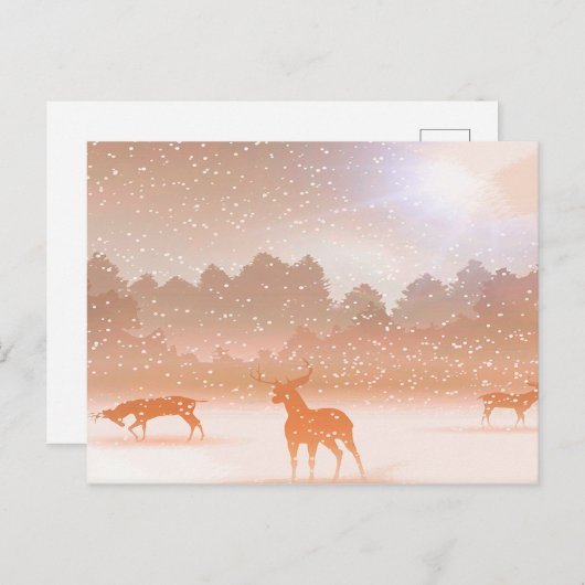 Het deer op de winter briefkaart (Voorkant / Achterkant)