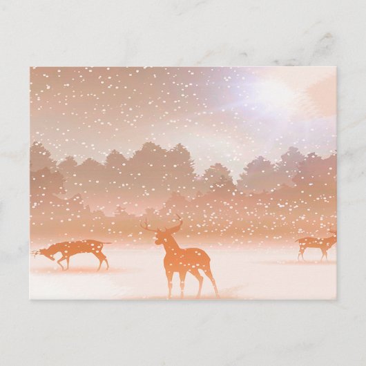 Het deer op de winter briefkaart (Voorkant)