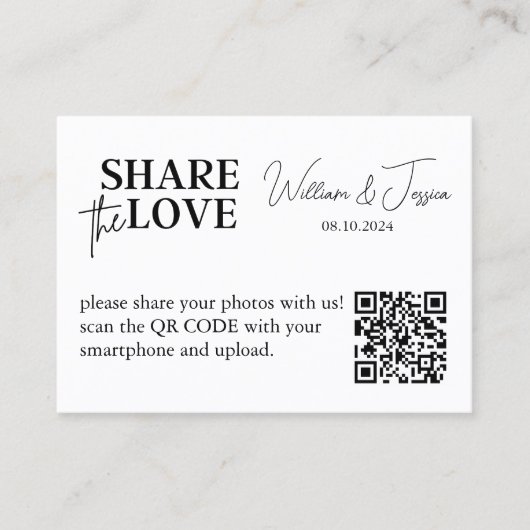 Het delen van de Foto van het huwelijk met QR Code Visitekaartje (Voorkant)