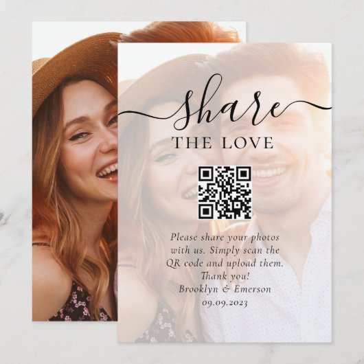 Het delen van de Foto van het huwelijk Vraag QR Co Kaart (Voorkant / Achterkant)