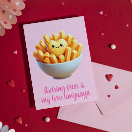 Het delen van friet is mijn liefdestaal Funny Vale Feestdagenkaart