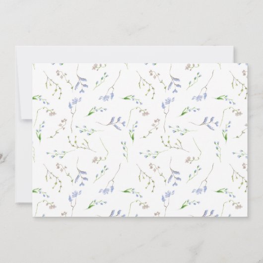 Het Delicate Blue Wild Flowers Script Weddenflat d Bedankkaart (Achterkant)