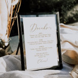 Het Delicate Gold Calligraphy Wedding Drink Menu S Poster<br><div class="desc">Dit delicate goudkalligrafiemenusje voor de drink is perfect voor een moderne bruiloft. Het romantische minimalistische ontwerp is voorzien van een mooie en elegante gouden champagne-gele typografie op een witte achtergrond met een schone en eenvoudige look.</div>