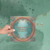 Het delicate koperen Lijst op turquoise achtergron Feestdagenkaart