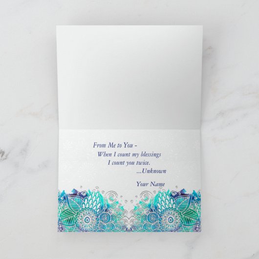 Het denken aan u Blauwe en Blauwgroen Kaart (Binnen)