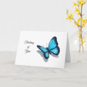 Het denken aan u, Blauwe Vlinder, het Art. van het Kaart (Gele Bloem)