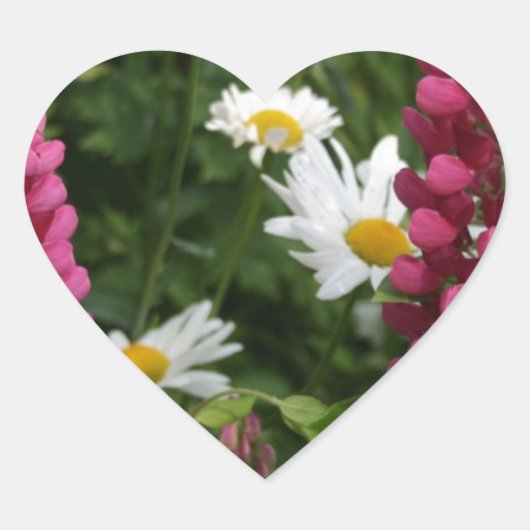 Het denken aan u BloemenBloesems Hart Sticker (Voorkant)