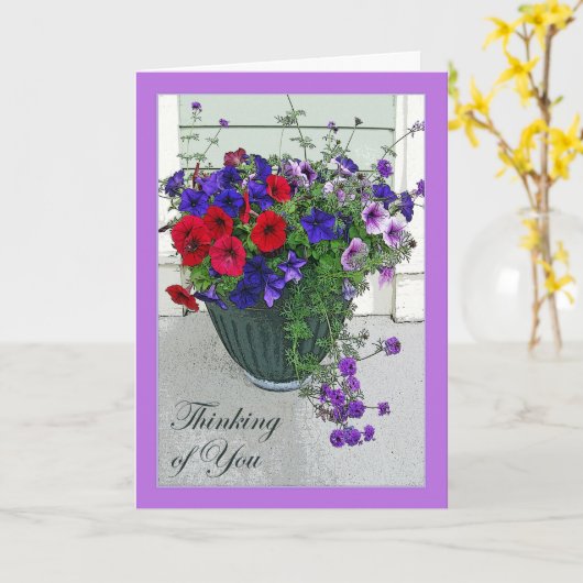 Het denken aan u, Bloemstuk van Petunia Kaart (Gele Bloem)