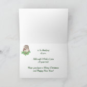 Het denken aan u de Leuke Uil van de Waterverf Feestdagen Kaart (Binnen)