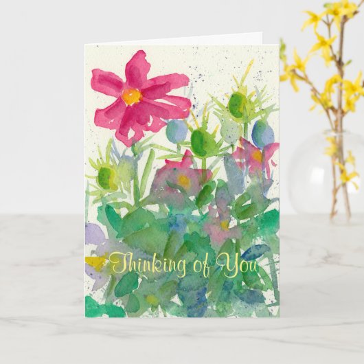 Het denken aan u de Roze Waterverf van Nigella van Kaart (Gele Bloem)