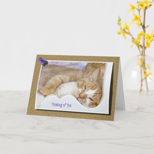 Het denken aan u Gestreepte kat Kaart (Gele Bloem)