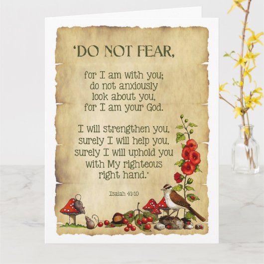 Het denken aan u: Het 41:10 van Isaiah, het Kaart (Gele Bloem)