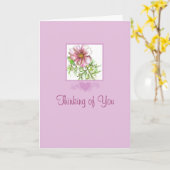 Het denken aan u het Roze Art. van de Waterverf Kaart (Gele Bloem)