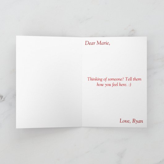 Het denken aan u kaart (Binnen)