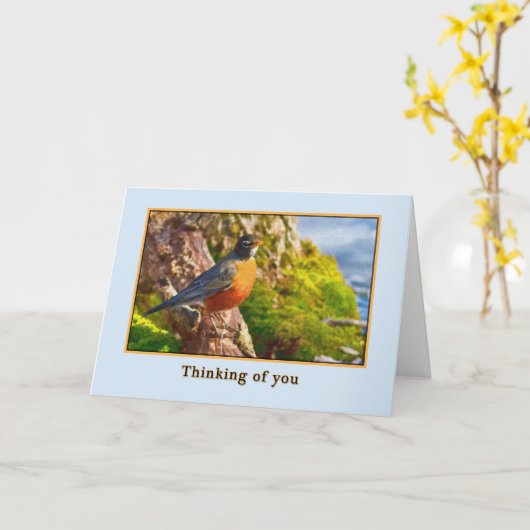 Het denken aan u Kaart met Robin (Gele Bloem)