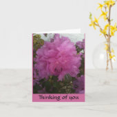 het denken aan u met enige roze bloesemfoto kaart (Gele Bloem)