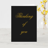 Het denken aan u, zwarte en gouden elegante kaart (Gele Bloem)