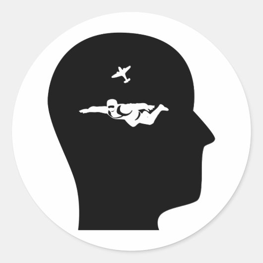 Het denken over Skydiving Ronde Sticker (Voorkant)