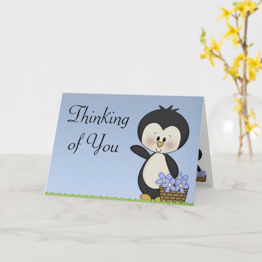 Het Denken van de Glimlachen van de pinguïn aan u Kaart (Gele Bloem)