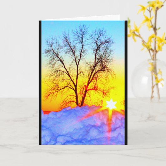 Het Denken van de Zonsondergang van de winter aan Kaart (Gele Bloem)