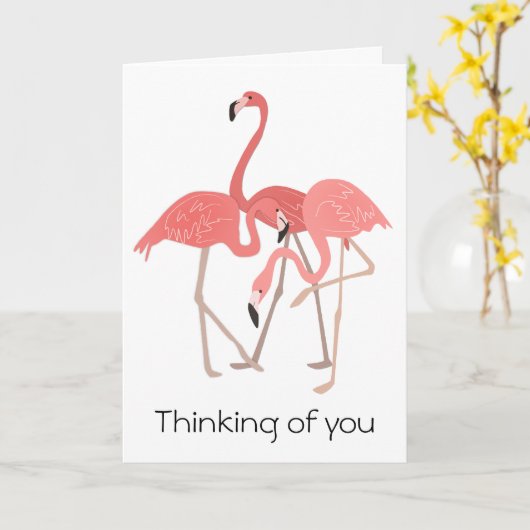 Het Denken van het Trio van de flamingo aan u Kaart (Gele Bloem)