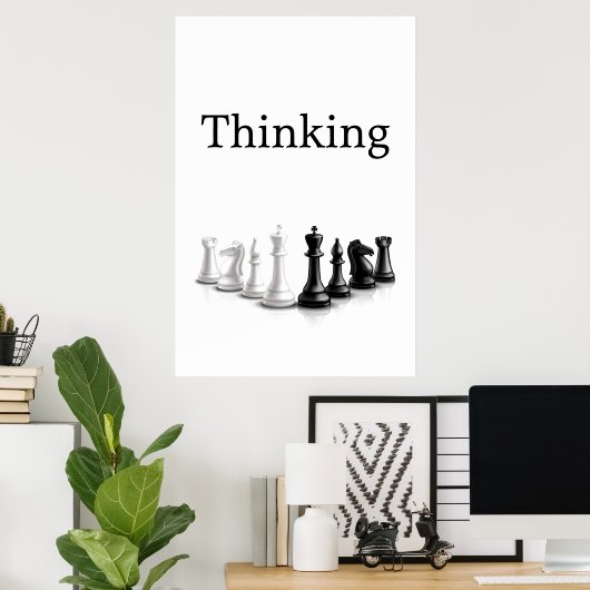 Het denken van het Zwarte Poster van de Schaak van (Thuiskantoor)