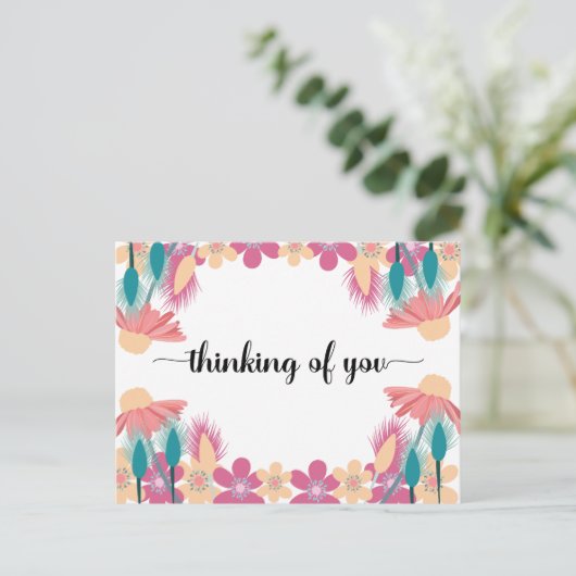 Het denken van u de Bloemen van de Lente met edita Briefkaart (Staand voorkant)