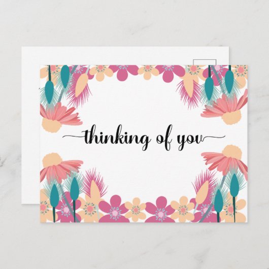 Het denken van u de Bloemen van de Lente met edita Briefkaart (Voorkant / Achterkant)