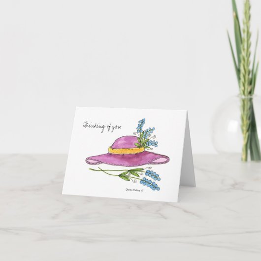 Het denken van u*Roze Pet Blanco briefkaart (Voorkant)