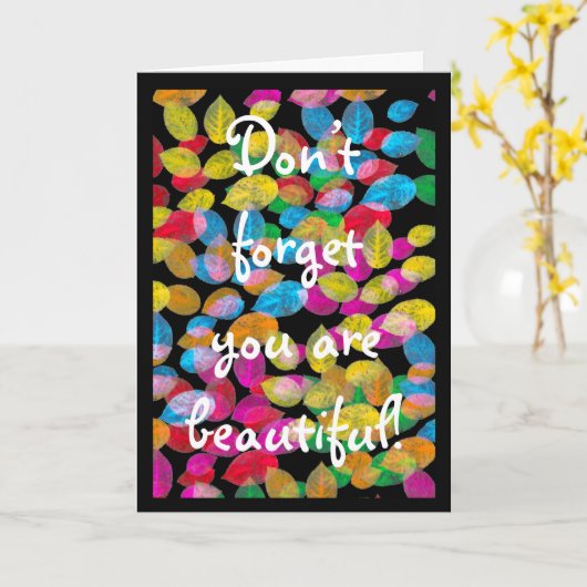 Het denken van Vriendin met kleurrijke bladeren Kaart (Gele Bloem)