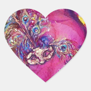 HET DERDE MASKER / Venetiaanse Masquerade Roze Har Hart Sticker